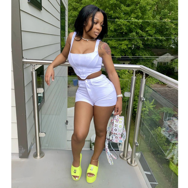 Solid Vest Top And Shorts Two Piece Sets GCNF-0023