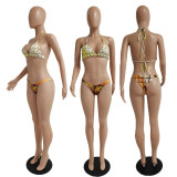 Sexy Bikini Print Lace-Up Swimsuit Three Piece GDYF-6654