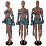 Printed Sexy Halter Mini Dress GDYF-6659