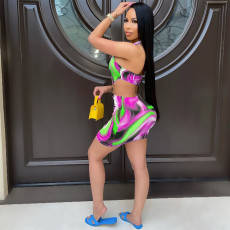 Sexy Cutout Fashion Colorful Print Mini Dress GDYF-6657