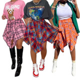 Casual Plaid Irregular Skirt ASL-6556