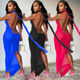 Sexy Seaside Backless Long Dress+Thong 2 Piece Sets AL-275