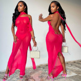 Sexy Seaside Backless Long Dress+Thong 2 Piece Sets AL-275