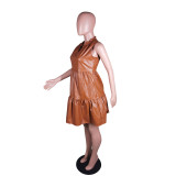 PU Leather Sleeveless Loose Dress BS-1304