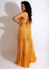 Sexy Solid Crop Top Split Maxi Skirt 2 Piece Sets MXDF-6079
