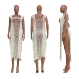 Sexy Tassel Hollow Out Beach Dress TR-1195