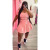 Plus Size Solid Short Sleeve Pleated Mini Skirt 2 Piece Sets WAF-77426
