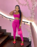 Solid Tank Top And Pants Slim Two Piece Sets FENF-214