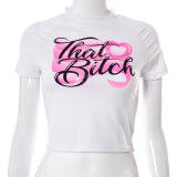 Sexy Printed O Neck Short Sleeve Slim T-Shirt FSL-F194