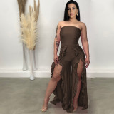 Plus Size Ruffled Split Leg Tube Jumpsuit WPF-80458