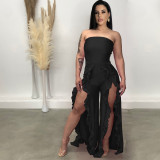 Plus Size Ruffled Split Leg Tube Jumpsuit WPF-80458