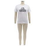 Letter Print O Neck Short Sleeve T-Shirts HNIF-059W