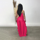Plus Size Ruffled Split Leg Tube Jumpsuit WPF-80458