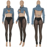 Sexy Mesh See Through Tight Pants (Without Top) FENF-218