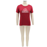 Plus Size Letter Print Short Sleeve T Shirt SFY-059W