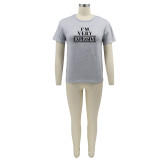 Plus Size Letter Print Short Sleeve T Shirt SFY-059W