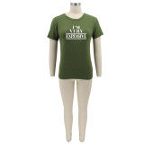 Plus Size Letter Print Short Sleeve T Shirt SFY-059W