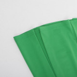 Green Sleeveless Pleated Mini Skirt 2 Piece Sets NY-10190