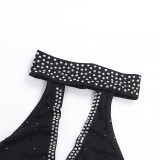 Plus Size Black Hot Drilling Halter Night Club Dress NY-2321