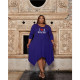 Plus Size Printed Long Sleeve Irregular Midi Dress GCNF-3262