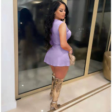 Sexy Mesh Patchwork Sleeveless 2 Piece Shorts Set YMEF-5060