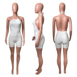 Solid Halter Backless Romper NIK-287