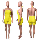 Solid Halter Backless Romper NIK-287