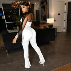 Solid Sexy Strapless Split Jumpsuit DDF-88159