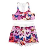 Sexy Printed Tank Top And Shorts Sports 2 Piece Sets SHD-9367
