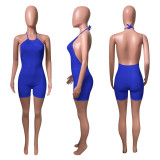 Solid Halter Backless Romper NIK-287