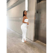 Solid Sexy Strapless Split Jumpsuit DDF-88159