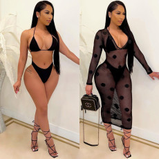 Sexy Mesh See Through Club Dress+Lingerie 3 Piece Sets ORY-Y5190