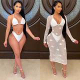 Sexy Mesh See Through Club Dress+Lingerie 3 Piece Sets ORY-Y5190