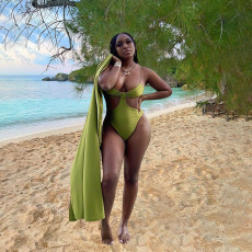 Sexy Solid Swimsuit With Long Cloak 2 Piece Sets PHF-13276