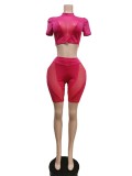 Plus Size Sexy Mesh Patchwork 2 Piece Shorts Set MEM-88428