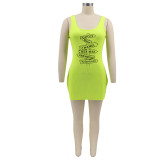 Plus Size Letter Print Sleeveless Mini Dress SFY-2162B