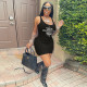 Plus Size Letter Print Sleeveless Mini Dress SFY-2162X