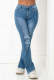 Plus Size Denim Ripped Hole Mid-Waist Jean Pants LX-5511