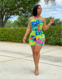 Letter Print Strapless Tube Romper LM-8313