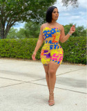 Letter Print Strapless Tube Romper LM-8313