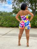 Letter Print Strapless Tube Romper LM-8313