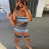 Colorful Striped Sleeveless Hollow Romper GLF-10089