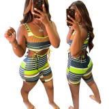 Colorful Striped Sleeveless Hollow Romper GLF-10089