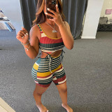 Colorful Striped Sleeveless Hollow Romper GLF-10089