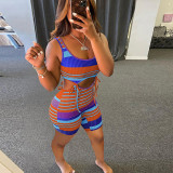 Colorful Striped Sleeveless Hollow Romper GLF-10089
