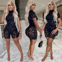 Sexy Hole Short Sleeve Tight Romper AL-281