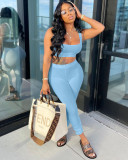 Sexy Solid Backless Sleeveless 2 Piece Pant Sets JPF-1037
