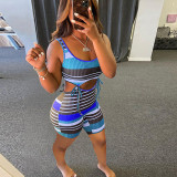 Colorful Striped Sleeveless Hollow Romper GLF-10089