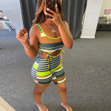 Colorful Striped Sleeveless Hollow Romper GLF-10089
