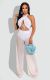 Sexy Halter Crop Top And Pants 2 Piece Sets NIK-294